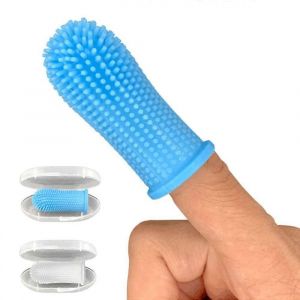 Silicone Chien Pack De 2 Brosses À Dents Pour Chiens, Chats Et Animaux De Compagnie - Doux, Bleu Et Blanc, Nettoyage De Soins Dentaires Pour Les Petites Et Moyennes Animaux - Neuf