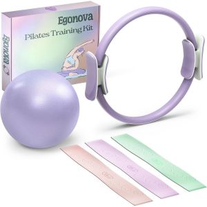 Ensemble Pilates : Anneau 35 Cm,Poign&eacute;es Rembourr&eacute;es,Mini-Ballon,Bandes De R&eacute;sistance Pour Force,Flexibilit&eacute;,Stabilit&eacute; Et Raffermissement. - Neuf