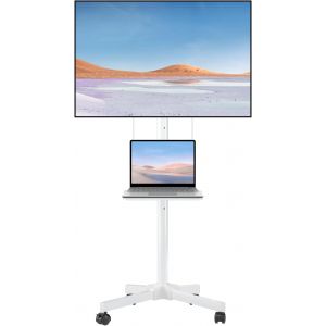 MEVRONISSHOP-Suptek Support TV sur roulettes, Support TV sur pied pour t&eacute;l&eacute;vision de 21-60 pouces LCD/LED/Plasma, jusqu'&agrave; 35 kg, hauteur r&eacute;glable, inclinaison +3/-12&deg;, MAX VESA 400x400mm, ML55BW (bla - Neuf