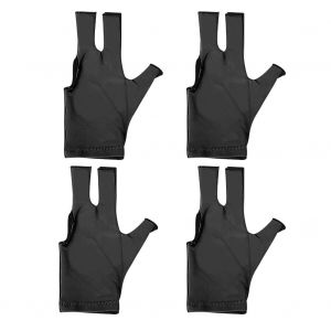 Lot De 4 Gants Universels Unisexes A Trois Doigts Pour Main Gauche, Accessoire De Billard Lisse (Noir) - Neuf