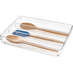 Chenquansarl-Idesign Linus Range Couvert Tiroir, Grand Support Couvert À Trois Compartiments, En Plastique, Transparent - Neuf