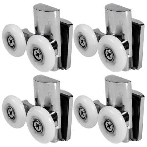 4 roulettes de porte de douche de 23 mm,roues jumelles robustes en alliage de zinc pour le remplacement de la porte coulissante en verre plate - Neuf