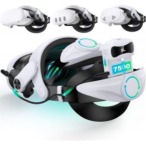 Sangle De T&ecirc;te De Batterie Pour Meta Quest 3/3S/2, &Eacute;cran Num&eacute;rique Et Batterie Interchangeable, Autonomie Prolong&eacute;e De 3 &Agrave; 4 Heures, Sangle R&eacute;glable &Agrave; Double Bouton Vr[Z889] - Neuf