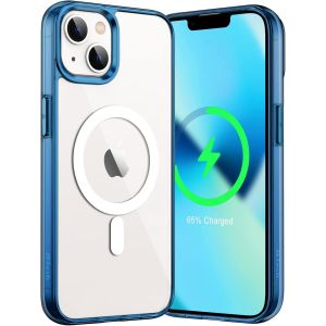 SJZG-Coque Magnétique Pour Iphone 13 6,1 Pouces Compatible Avec Magsafe Recharge Sans Fil, Étui Housse De Téléphone Antichoc, Dos Transparente Anti-Rayures (Marine) - Neuf