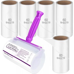 Mr Hsiung & &iquest;Mrs Yin Rouleau De Peluches Pour Poils D'animaux De Compagnie, Rouleau De Peluches Extra Collant Pour Enlever Les Peluches, 1 Rouleau + 5 Recharges 300 Feuilles Au Total - Neuf