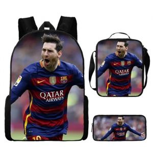 Cartable &eacute;tudiant sac &agrave; dos Messi m. Footballeur sac &agrave; dos ensemble 3 pi&egrave;ces, sac &agrave; dos ensemble sac &agrave; dos - Neuf