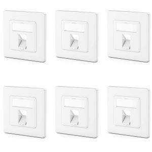 6x 1 Port Bo&icirc;tier de Raccordement LAN Bo&icirc;tier de Donn&eacute;es Encastr&eacute; pour Modules Keystone Sortie Coud&eacute;e &agrave; 45&deg; pour Modules Keystone avec p. ex. RJ45 Coaxial F RJ-11 Cinch Jack Toslink PS2 - Neuf