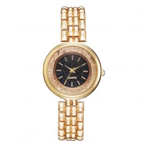 Montre-Bracelet A Quartz Elegante Et Tendance Pour Femme, Bracelet En Alliage, Cadran Rond (Dore) - Neuf