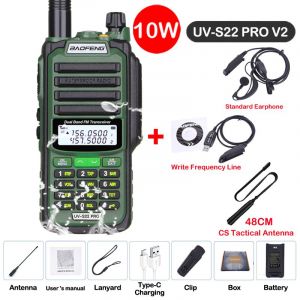 Baofeng UV S22 PRO V2 IP68 talkie-walkie étanche double bande 136-174/400-520MHz Radio amateur améliorée de UV9R UV5R Pro portée 50KM - Type V2 Green 7-Usb plug - Neuf