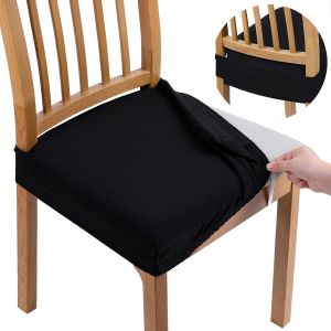 Imperméable À L'eau Housses De Siège Pour Les Chaises De Salle À Manger Lot De 4, Jacquard Stretch Amovible Lavable De Siège De Chaise Housse Protecteur, Pas De Couvre Arrière, Noir - Neuf