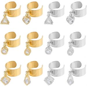 Kahfl-Bague Breloques Acier Inoxydable Styles Mixtes Bagues Réglables Avec Breloques En Strass Bagues Breloque Pour Femmes Cadeaux De Noël Du Nouvel An Bagues Ouvertes Pour Cadeaux Bijoux - Neuf