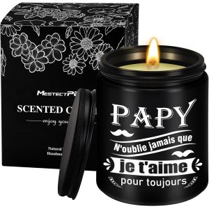Trahoo-Id&eacute;es Cadeau Pour Papy, Bougie Parfum&eacute;e Originales Cadeau D'anniversaire Pour Grand-P&egrave;re, Cadeaux De No&euml;l F&ecirc;te Des Grands P&egrave;res Pour Hommes Bougies En Bois De Santal - Neuf