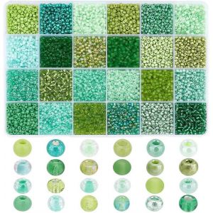 7782 Perles De Rocaille De 3 Mm, Perles De Verre Vertes 8/0, Perles D'amitié Pour La Taille, 24 Styles, Petites Perles De Poney, Mini Perles D'espacement Pour La Création De Bijoux Et Bracelets De L - Neuf