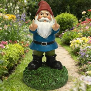 Mevronisshop-1 Pcs Nains De Jardin En R&eacute;sine, Nain De Jardin Doigt D'honneur, Ornements Pelouse De Jardin Dr&ocirc;le, Statue De Jardin Ext&eacute;rieur Nain De Jardin, Dessin Anim D&eacute;corations, 6 * 7 * 15cm - Neuf