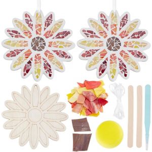 Kalanka-2 Ensemble De Mosaïques De Tournesol Pour L'artisanat, Kit De Mosaïque En Verre Avec Base En Bois, Kit De Mosaïque Pour L'artisanat, Cadeau D'anniversaire, Décoration De La Maison, 15cm - Neuf