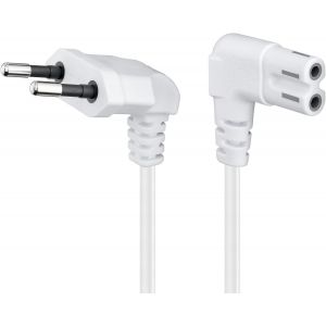 Thef-Goobay 97356 Câble D'alimentation Prise Eu Type C Coudé Vers Prise Double Femelle Type C7 Coudé; 3,0 M; Blanc - Neuf