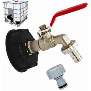 Robinet Réservoir 1000L S60x6 Ibc Raccord Robinet avec raccord de tuyau 1/2"",adaptateur de réservoir de vidange,pour robinet de jardin,pour adaptateur de réservoir (1 pièce) - Neuf