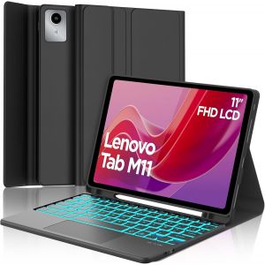 Coque Clavier Pour Lenovo Tab M11 11 Pouces Avec Pavé Tactile, Azerty Français Clavier Bluetooth Magnétique Détachable Avec 7 Couleurs Rétroéclairées Pour Tablette Lenovo Tab M11 11"" 2024, N[Z364] - Neuf