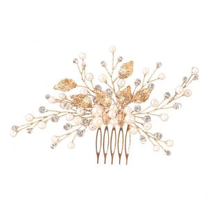 Peigne &iquest;&iquest; Cheveux De Luxe Pour Mari&iquest;&iquest;E, Orn&iquest;&iquest; De Cristaux, Accessoire De Cheveux En Forme De Feuille Fait Main Pour Les Mariages, En Argent - Neuf
