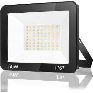 Projecteur Led Exterieur 50w, Ip67 Imperm&eacute;able Spot Led Ext&eacute;rieur, 5000lm 7000k Blanc Froid Eclairage De S&eacute;curit&eacute;, Luminaire Exterieur Pour Patio, Terrasse, Jardin, Garage, Usine - Neuf