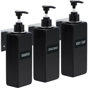 KAL-Distributeur Savon Mural, 3 Pièces Flacon Pompe Vide 500Ml, Distributeur Shampoing Avec Étiquettes, Bouteille Savon Pour Cuisine, Salle De Bain, Hotel, L'École - Neuf