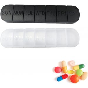 Piluliers Medicaments 7 Jours 7 Compartiments Pilulier Semainier Boite À Pilules Pour Chaque Jour De Semaine Boîte À Médicaments Sans Bpa Pilulier Semainier Français 7 Jours 2 Pièces - Neuf