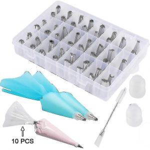 Kit De 63 Accessoires De D&eacute;coration De G&acirc;teaux : Douilles En Acier Inoxydable Avec Convertisseur, Embouts En Silicone Et Accessoires De P&acirc;tisserie. - Neuf