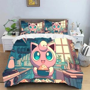 Accueil Pikachu Flame Dragon Parure De Lit Dessin Anime Enfants Taie D'oreiller Housse De Couette 2/3 Pieces Lit Double Lit King Size, Cadeau D'anniversaire. - Neuf