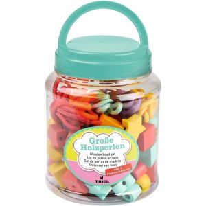 ERYI-. Grandes Perles En Bois À Enfiler, 75 Perles Colorées Et 5 Cordons À Enfiler, Jeu Montessori Pour Enfants À Partir De 3 Ans, Multicolore - Neuf