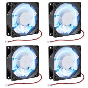 Lot De 4 Ventilateurs 80X80X25 Mm 80 Mm Pour Ventilateur Cc 5 V 80X80X25 Mm 2 Broches 80 Mm 8025 Led Bleues Refroidisseur Dc Sans Balais 8 Cm Pour Boîtier Pc - Neuf