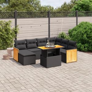 Prolenta Premium - Salon De Jardin 8 Pcs Avec Coussins Noir R&eacute;sine Tress&eacute;e - Neuf