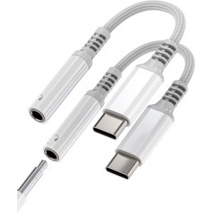 KALANKA-Adaptateur USB C Vers Jack &eacute;couteur 3.5mm(Lot de 2)DAC AUX Audio C&acirc;ble Filaire Casque Prise Pour IPhone 16 15 Pro Max Compatible Avec Samsung Galaxy S24 Pour Apple Type C Pour IPad AUXiliaire - Neuf