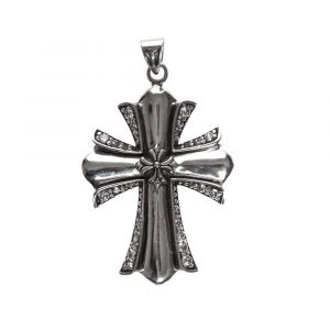 Croix Rock Argent Pendentif Sertie - Neuf