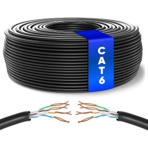 Vrac Câble Ethernet 100M, Bulk Reseau Lan Cat 6 Haut Debit Pour Internet Rapide 1 Gbps 250 Mhz, Câble Ethernet Awg24, Cat6 En Vrac Utp Cca (100 Mètres, Noir)[BLE7111339] - Neuf