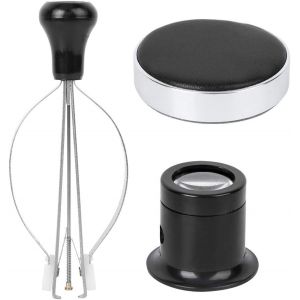 Kal-Ensemble D'outils De R&eacute;paration De Montre, Pince Aiguille Montre, Pinces Pour Enlever Aiguilles + Loupe + Petit Ensemble De Tampons En Cuir - Neuf