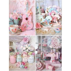 Ayuhr-30x40cm 4 Pcs 5d Diamond Painting Décors De Table Rose, Diy Broderie Point De Croix Tbleau Strass Diamant Fleurs Artisanat/Jeu Occasionnel/Cadeau Original Fête Fille/Décoration Mur Maison - Neuf