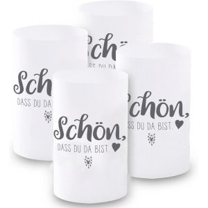 KALANKA-Lot de 12 mini photophores décoratifs de table pour garçon et fille, communion, confirmation, baptême, mariage, anniversaire, env. 6 x 10 cm (gris) - Neuf