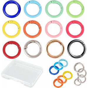 Gjhgf-Anneaux Ronds À Ressort En Alliage 32 Pièces Trousseau Crochet Clips Anneaux À Clip Mousqueton D'anneaux Fendus En Métal Mousqueton Rond (12 Couleurs) Pour Sacs, Sacs À Main, Porte-Clés - Neuf