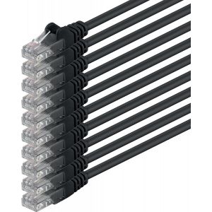 10x 3m Cat6 Cat 6 Network Cable - RJ45 Ethernet LAN DSL Modem Router - Black - Neuf