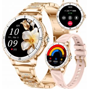 Montre Intelligente Pour Femme, &Eacute;cran Hd De 1,27"", R&eacute;pondre/Passer Des Appels, &Eacute;tanche Ip68, Moniteur De Fr&eacute;quence Cardiaque, Podom&egrave;tre, Compatible Avec Android Et Ios (Or Rose)[Z1929] - Neuf