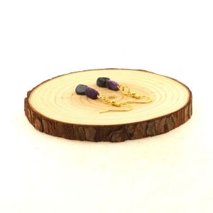 Boucles D'oreilles 2 Perles Charoite + Labradorite En Acier Inoxydable Fabriqu&eacute; En France. - Neuf