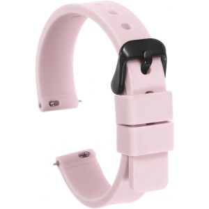 Kal-Bracelet Monture Silicone 14mm Largeur Libération Rapide Caoutchouc Doux Avec Boucle Acier Inoxydable Noir Pour Hommes Femmes, Rose - Neuf