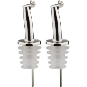 Checarzhn--No1-2 Becs Verseurs Pour Spiritueux/Huile Pour Bouteilles, Avec Clapet, Avec Tube D'air, Métal/Inox, Bouchon En Liège, Inox Gastro, Argenté, 46832280 - Neuf
