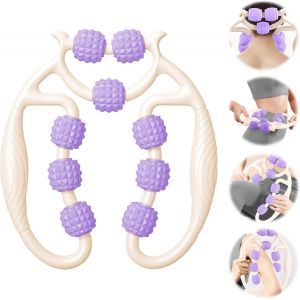 Kal-Rouleau De Massage Musculaire Des Jambes, Rouleau De Massage Anti-Cellulite 360 °, Rouleaus De Massages Des Jambes, Rouleaus De Massages 360, Soulage La Fatigue (Blanc+Violet) - Neuf
