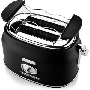 Grille-Pain Wkttb857Bk De Style R&eacute;tro,Capacit&eacute; 2 Tranches,5 Configurations Et Fonction Auto Centrale,Grille De Chauffe Et Bac &Agrave; Miettes Amovible. - Neuf