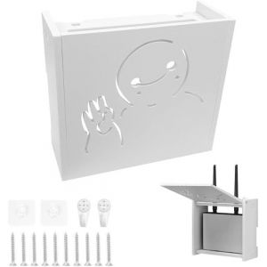 CAUC-Cache Box, Cache Box Internet, Rangement Box Internet 22 * 20 * 8.5 CM, Support Box Internet pour Dissimuler Les C&acirc;Bles et Les Prises De Routeur, Fixation Murale Meuble Box Internet Blanc - Neuf
