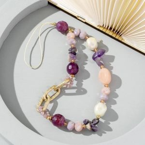 KAL-Boh&ecirc;me Anti-Perte Cha&icirc;ne De T&eacute;l&eacute;phone Portable Cha&icirc;ne Universelle Perles Color&eacute;es Gravier Acrylique T&eacute;l&eacute;phone Lanyard Strap Dragonne Cha&icirc;ne De Perles Porte-Cl&eacute;s Lani&egrave;re T&eacute;l&eacute;phone Portable Bijoux - Neuf