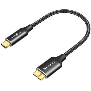 JGD-USB Micro B vers USB C 0,3m, C&acirc;ble de Disque dur Durable en Nylon USB 3.1 Micro-B (10Gbps), Compatible avec Seagate,WD,Toshiba,Samsung, Disque dur Externe Portable, Appareil Photo - Neuf