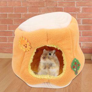 Hjlian Nid Chaud En Forme De Souche D'arbre De Dessin Anime Pour Hamster, Herisson, Ecureuil, Lit Coupe-Vent Pour Animaux De Compagnie (Grande Taille) - Neuf