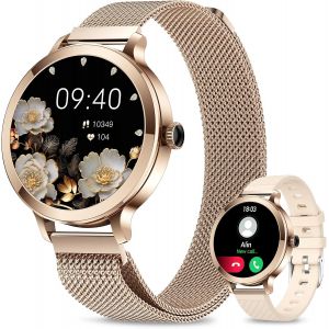 Efolen Montre Connectée Femme, 1.27'' Smartwatch Avec Appel Fonction Fréquence Cardiaque/Sommeil/Spo2, 120+ Modes Sport, Montre Connectée Ronde Podometre Ip68 Android Ios,Argent Cadeau Collier Bague - Neuf